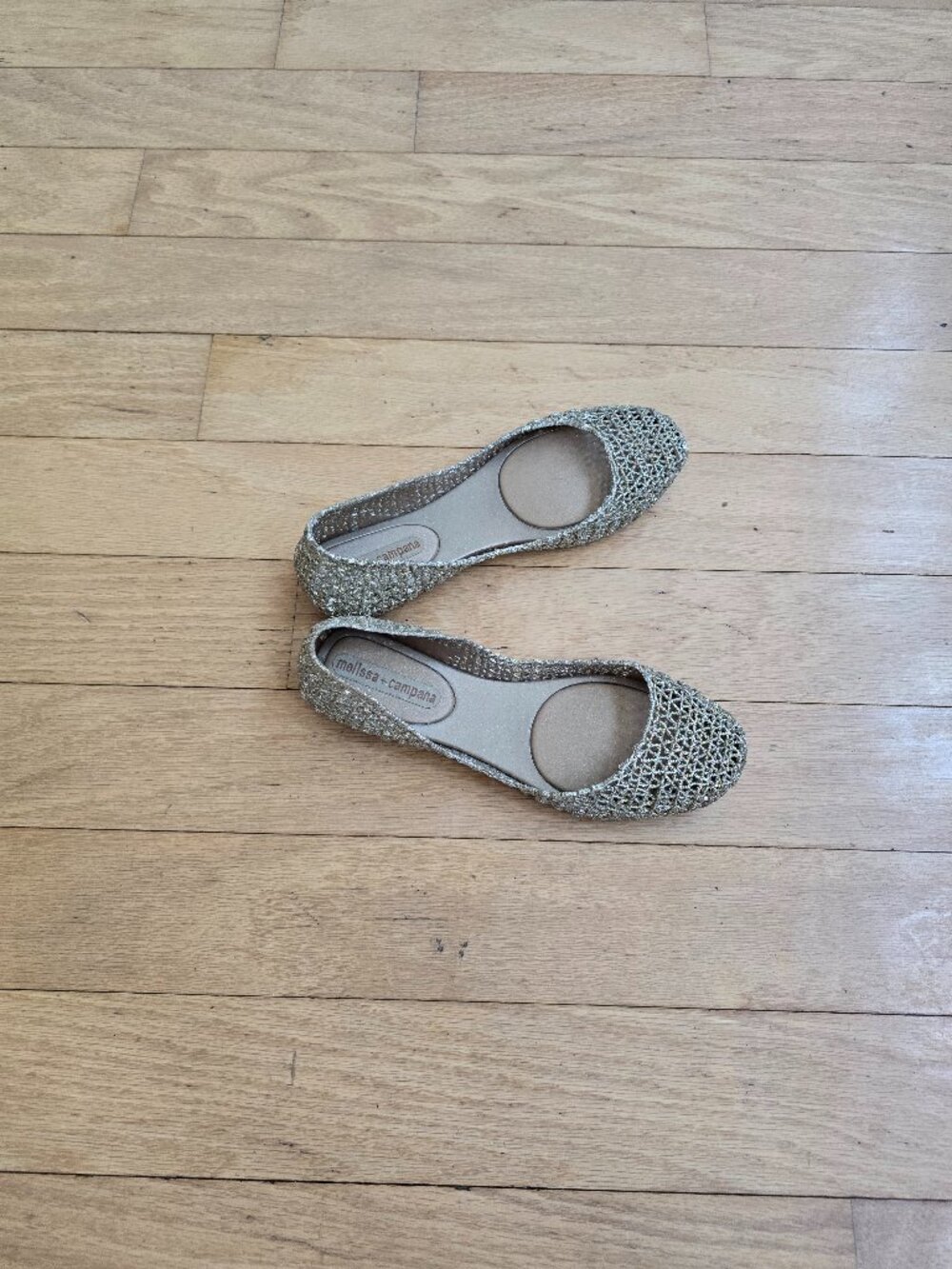 Melissa | Campana Papel gold glitter jelly balletcore flats | KIDS 5